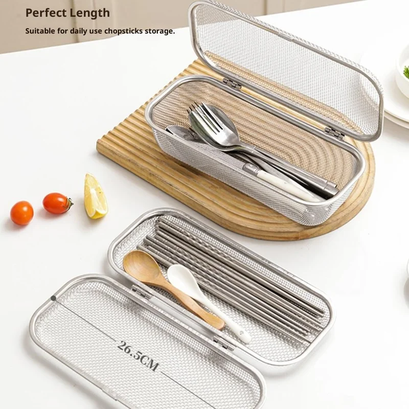 SUS304 Small Dishwasher Cutlery Storage Basket Rust Resistant Fast Drainage Cutlery Sterilizing Basket - Silver