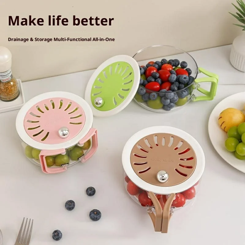 Double Layer Draining Box Large Capacity Fruit Washing Basket Detachable Washing Basket(BPA-Free) - Green