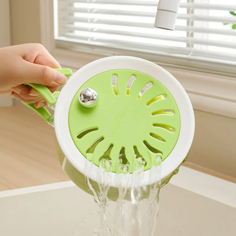 Double Layer Draining Box Large Capacity Fruit Washing Basket Detachable Washing Basket(BPA-Free) - Green