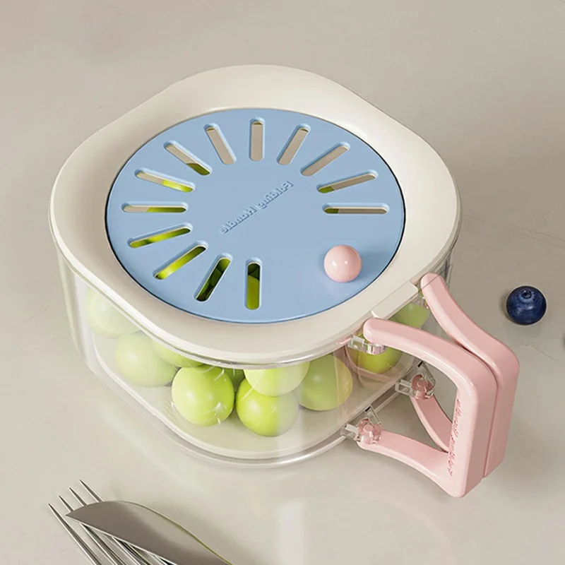 2 in 1 Drainage Tray Thickened Fruit Washing Basket Efficient Drainage Vegetable Washing Basket - Sky Blue