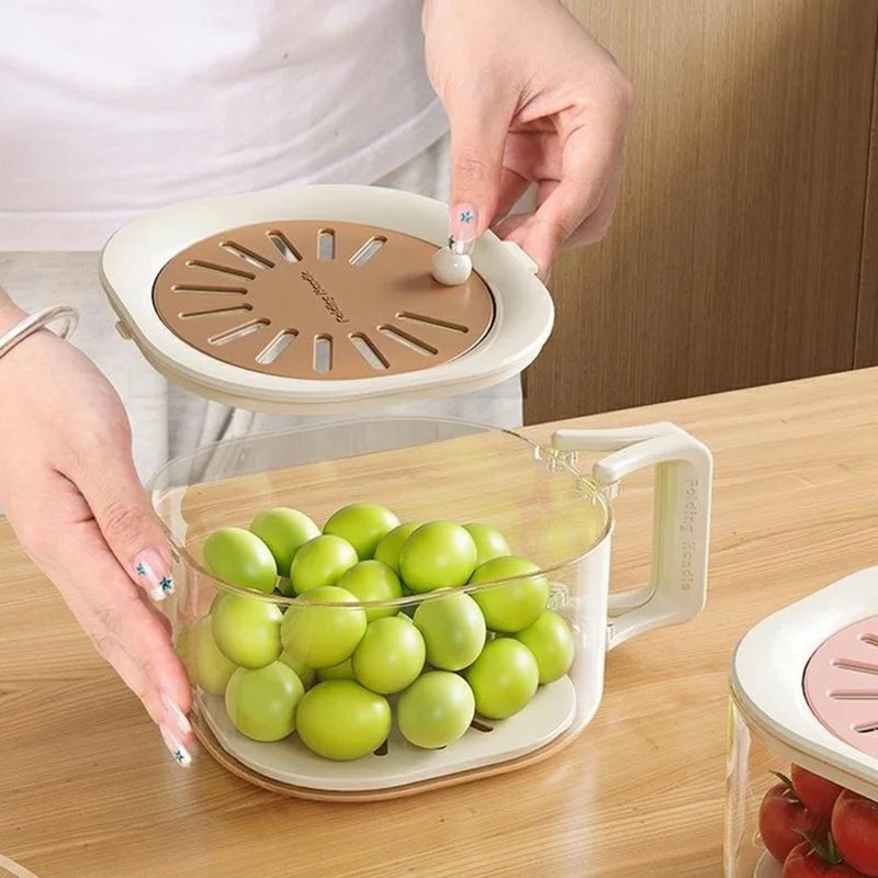 2 in 1 Drainage Tray Thickened Fruit Washing Basket Efficient Drainage Vegetable Washing Basket - Sky Blue