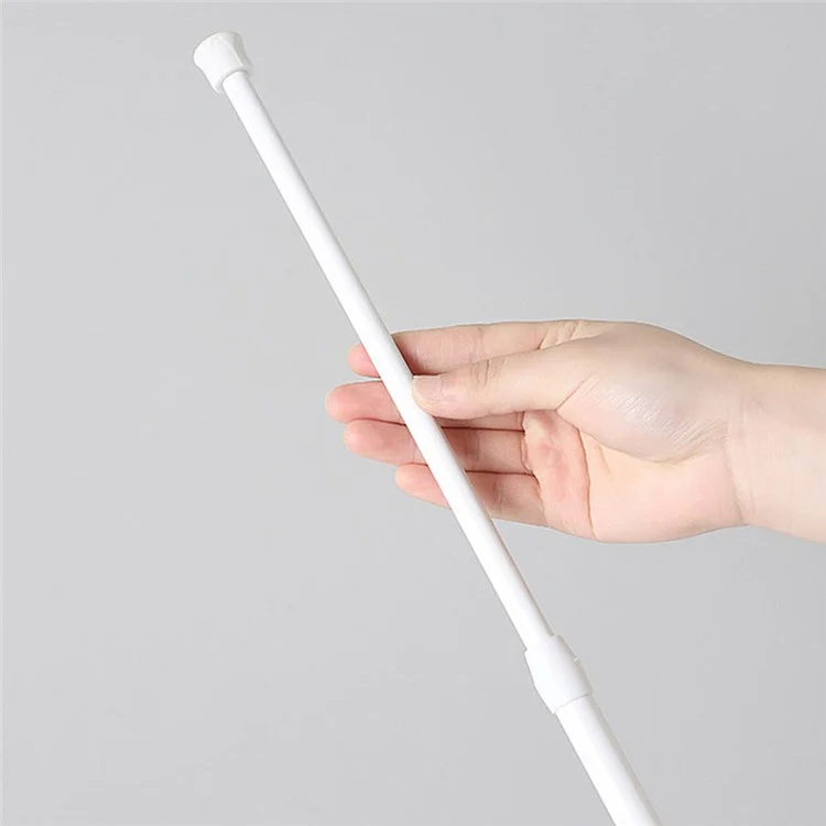 40-70CM Bathroom Towel Curtain Rod Telescopic Expandable Tension Rod Wardrobe Clothes Hanger Pole with 2 Rod Holder Hooks - White