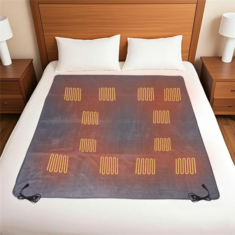 Coperta elettrica riscaldata USB da 160 x 150 cm con 5 impostazioni di temperatura, coperta riscaldante morbida e pelosa con timer - Grigio