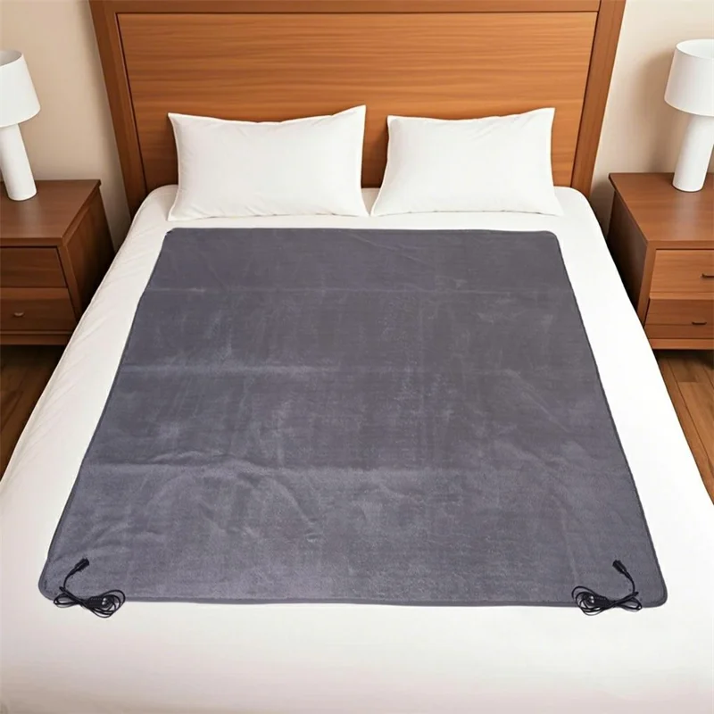 Coperta elettrica riscaldata USB da 160 x 150 cm con 5 impostazioni di temperatura, coperta riscaldante morbida e pelosa con timer - Grigio