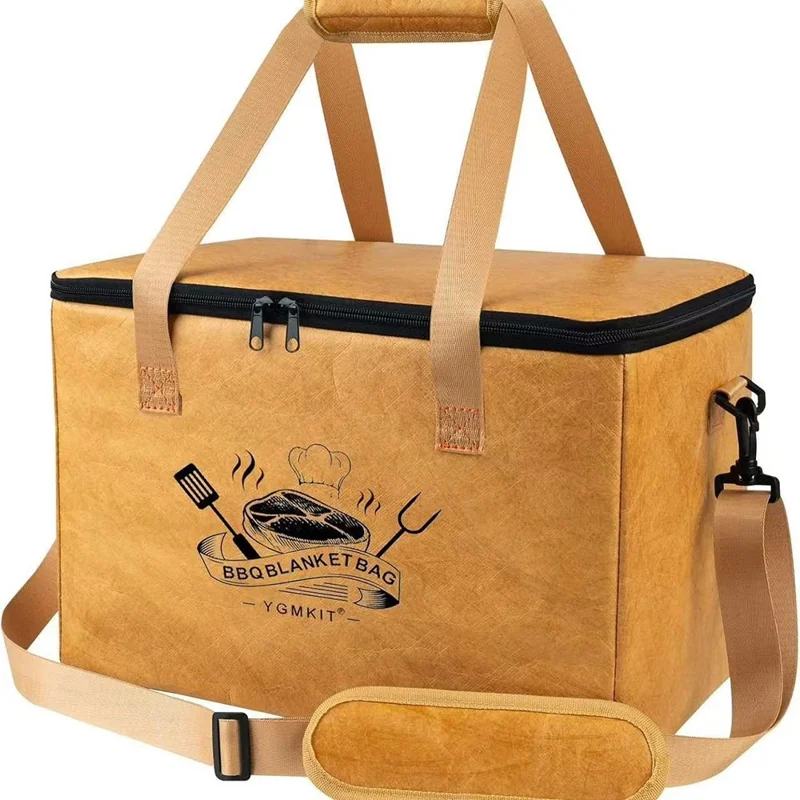 Sac Isotherme Réutilisable Grande Capacité pour BBQ, Sac à Fermeture Éclair pour Viande avec Couche d'Isolation en Film Aluminium