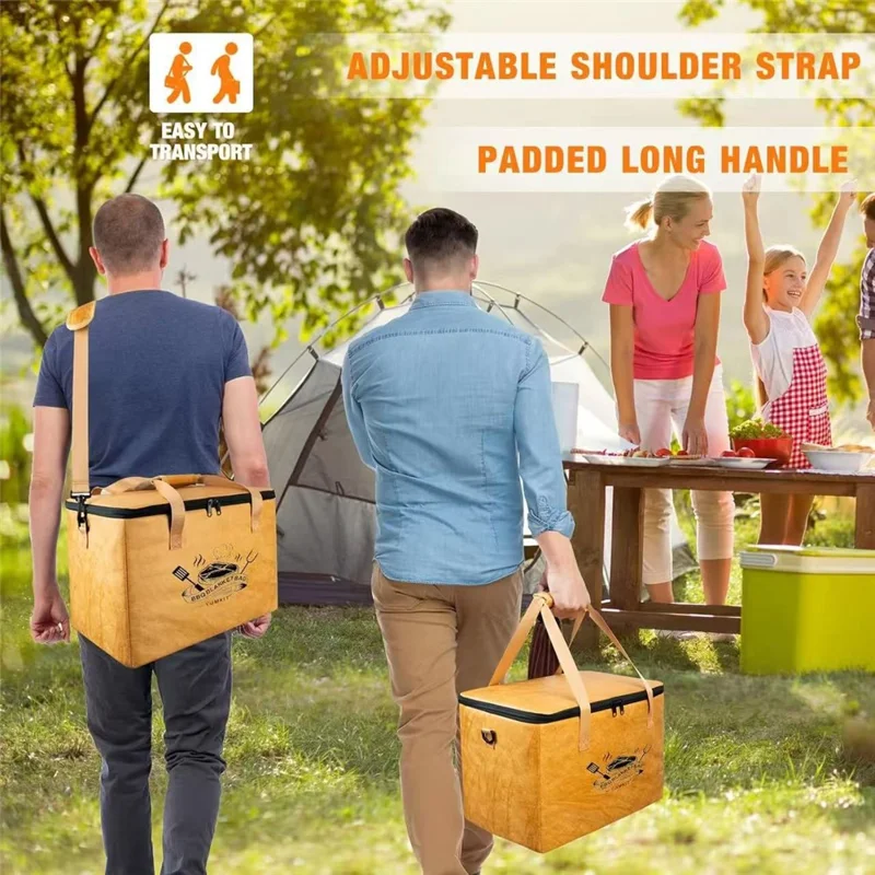 Sac Isotherme Réutilisable Grande Capacité pour BBQ, Sac à Fermeture Éclair pour Viande avec Couche d'Isolation en Film Aluminium