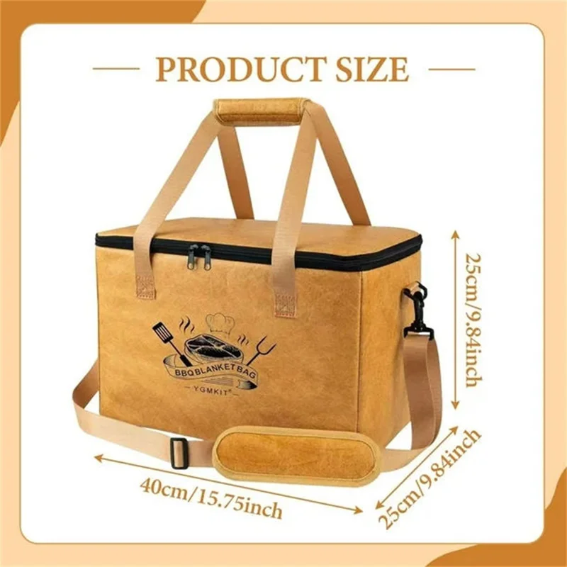 Sac Isotherme Réutilisable Grande Capacité pour BBQ, Sac à Fermeture Éclair pour Viande avec Couche d'Isolation en Film Aluminium