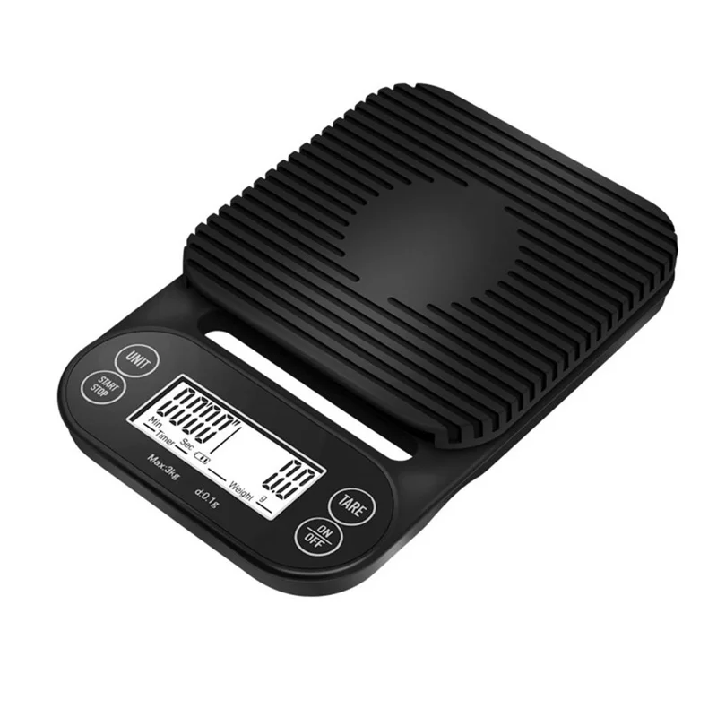 3kg Mini Electronic Scale High Precision 0.1g Digital Scale Clear LED Display Portable for Home Kitchen - Black