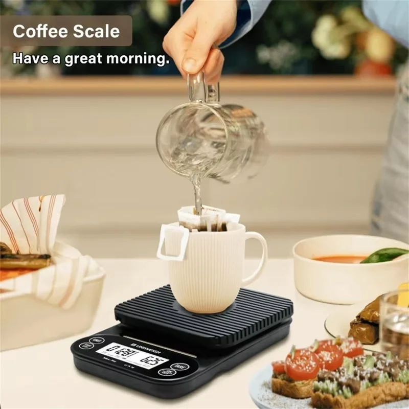 3kg Mini Electronic Scale High Precision 0.1g Digital Scale Clear LED Display Portable for Home Kitchen - Black