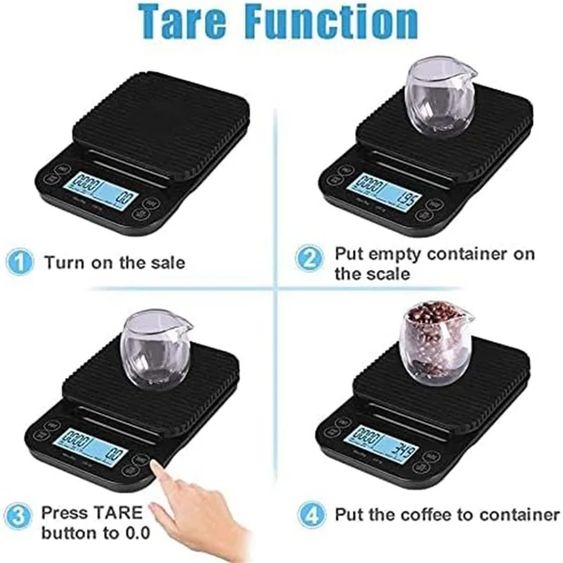 3kg Mini Electronic Scale High Precision 0.1g Digital Scale Clear LED Display Portable for Home Kitchen - Black