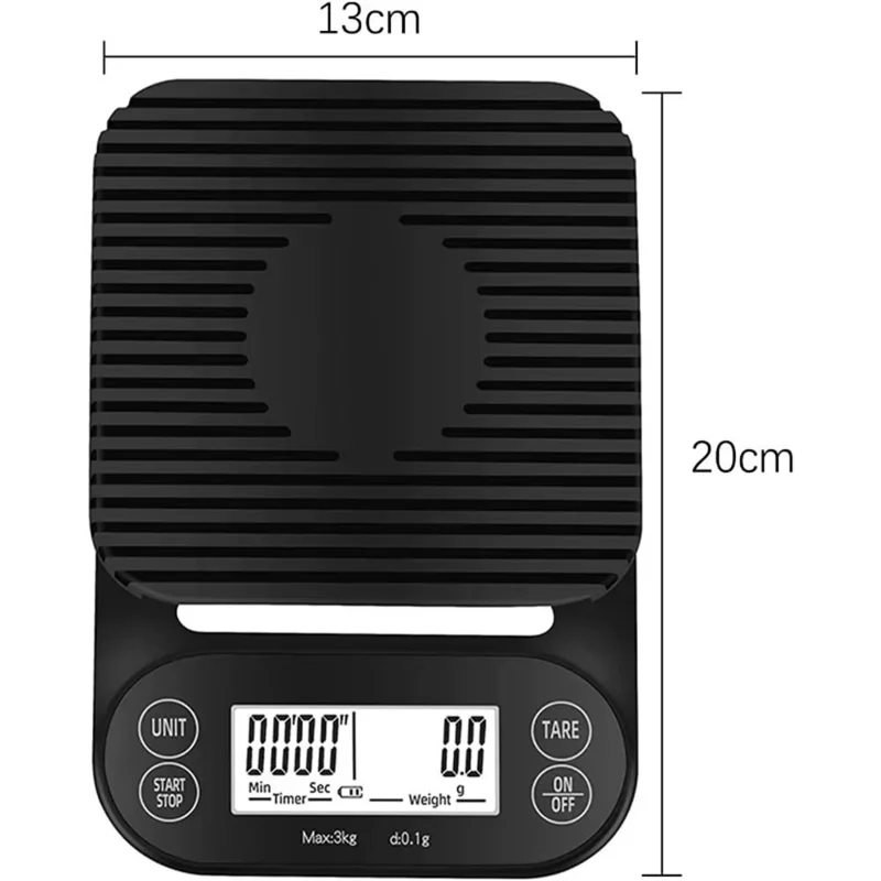 3kg Mini Electronic Scale High Precision 0.1g Digital Scale Clear LED Display Portable for Home Kitchen - Black