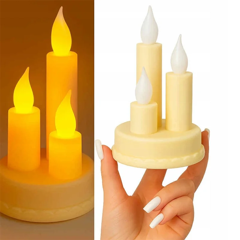 Candela elettronica a LED ricaricabile senza fiamma Candela a lunga durata per feste, decorazione per la casa - Beige
