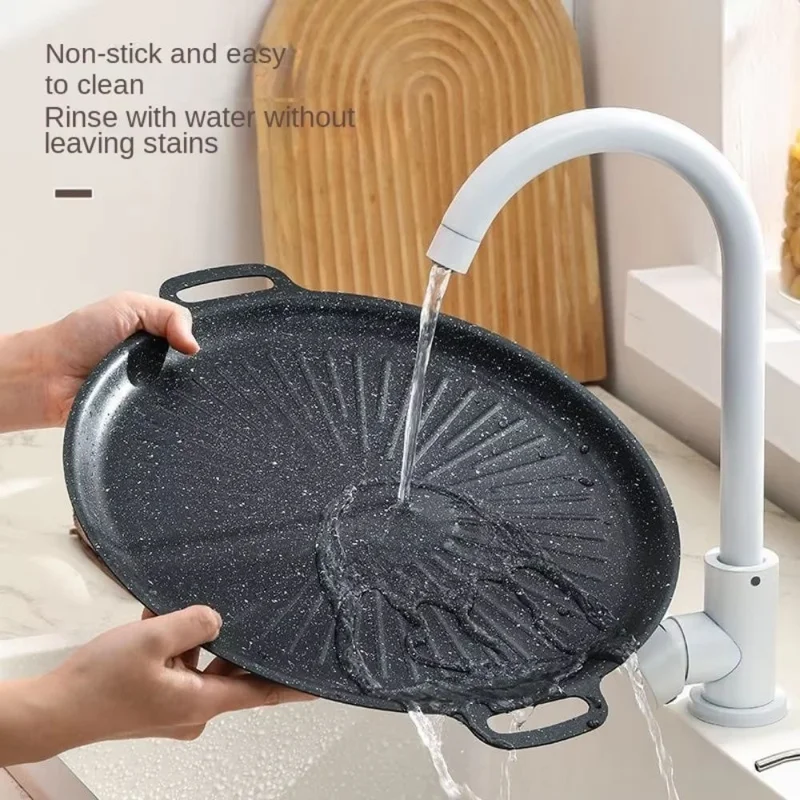 Frigideira de Grelhar Maifanite Antaderente Espessada de 30 cm Condução de Calor Rápida Bandeja de Assar Distribuição de Calor Uniforme - Preta