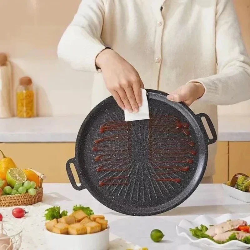 Frigideira de Grelhar Maifanite Antaderente Espessada de 30 cm Condução de Calor Rápida Bandeja de Assar Distribuição de Calor Uniforme - Preta