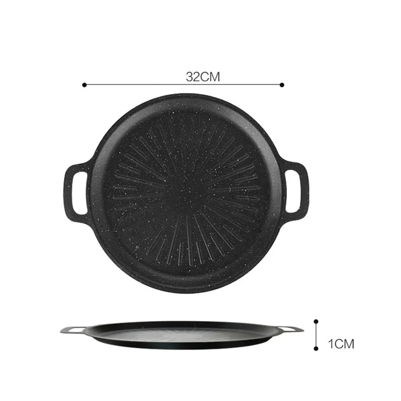 Frigideira Antiaderente de Maifanite Espessada de 32 cm Condução de Calor Rápida Bandeja de Assar Distribuição de Calor Uniforme - Preta