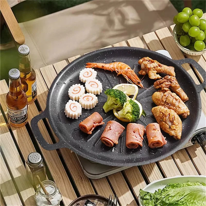 Frigideira Antiaderente de Maifanite Espessada de 32 cm Condução de Calor Rápida Bandeja de Assar Distribuição de Calor Uniforme - Preta