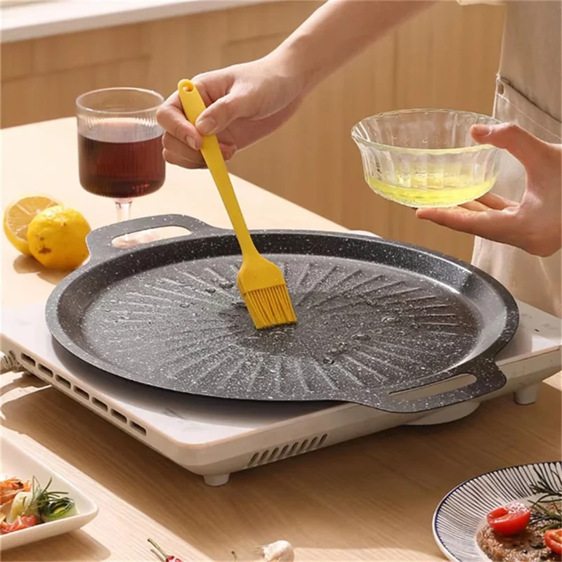 Poêle à griller en Maifanite de 36 cm épaissie, antiadhésive, conduction thermique rapide, plateau de cuisson à répartition uniforme de la chaleur - Noir