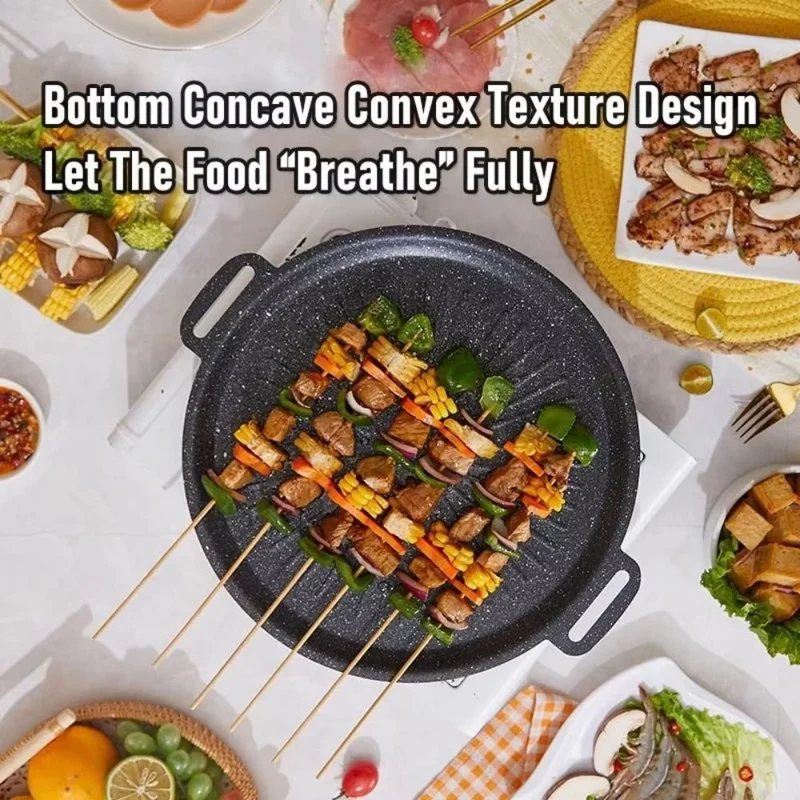 Poêle à griller en Maifanite de 36 cm épaissie, antiadhésive, conduction thermique rapide, plateau de cuisson à répartition uniforme de la chaleur - Noir