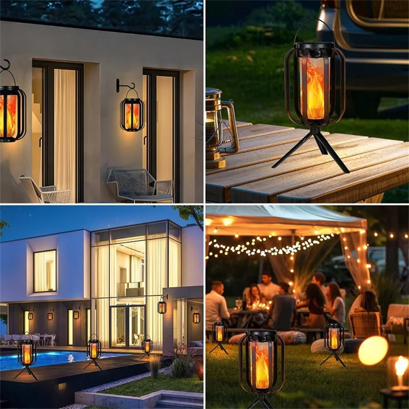 Fiamma Design Luce Solare con Supporto, 4 Modalità di Illuminazione Impermeabile IP65 Lampada Appesa per Giardino / Campeggio / Patio