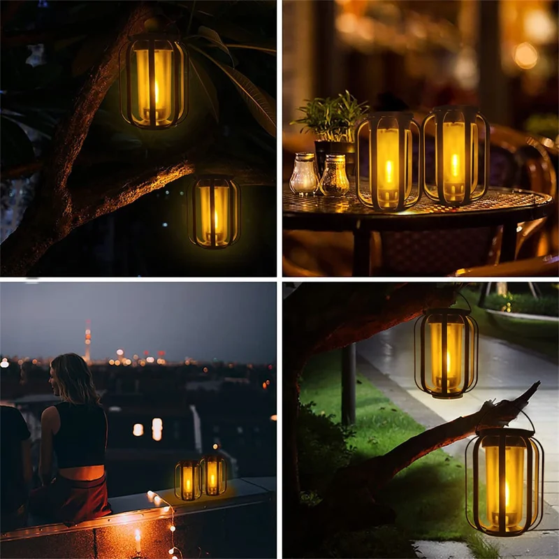 Fiamma Design Luce Solare con Supporto, 4 Modalità di Illuminazione Impermeabile IP65 Lampada Appesa per Giardino / Campeggio / Patio