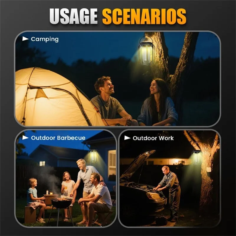 Fiamma Design Luce Solare con Supporto, 4 Modalità di Illuminazione Impermeabile IP65 Lampada Appesa per Giardino / Campeggio / Patio