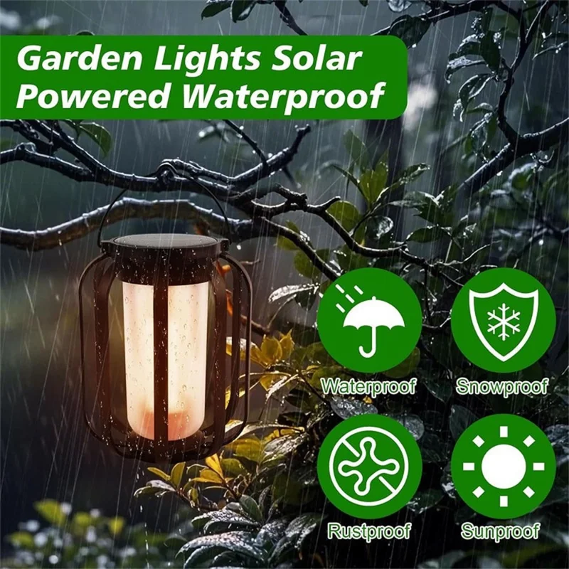 Fiamma Design Luce Solare con Supporto, 4 Modalità di Illuminazione Impermeabile IP65 Lampada Appesa per Giardino / Campeggio / Patio