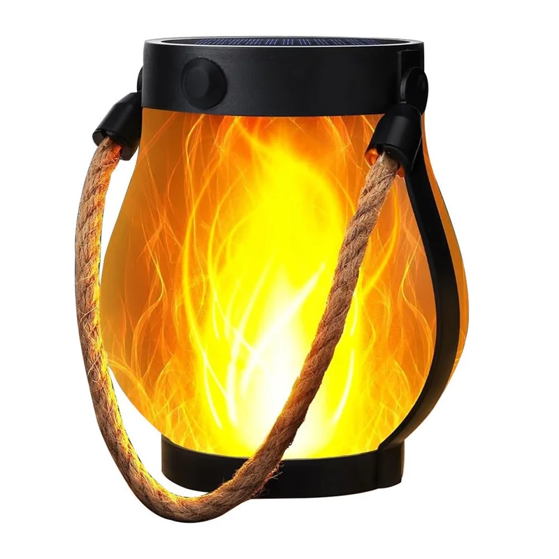 Luz Solar de Design de Chama com Corda de Cânhamo Pendurada para Decoração de Jardim / Pátio Iluminação Externa