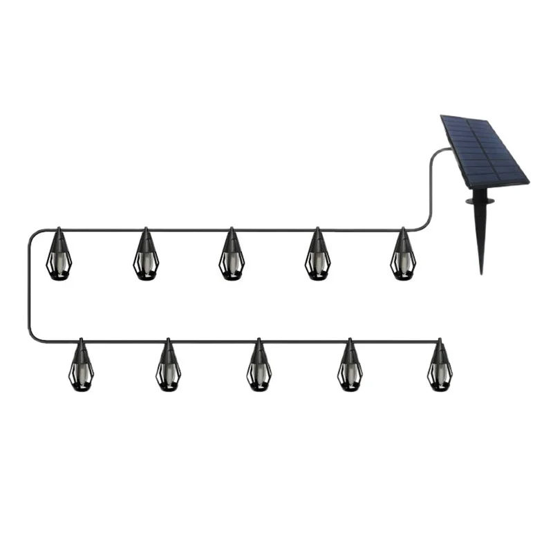 10 LEDs Realistic Flickering Flame Solar Powered String Light for Garden Patio Outdoor Decorative Lamp