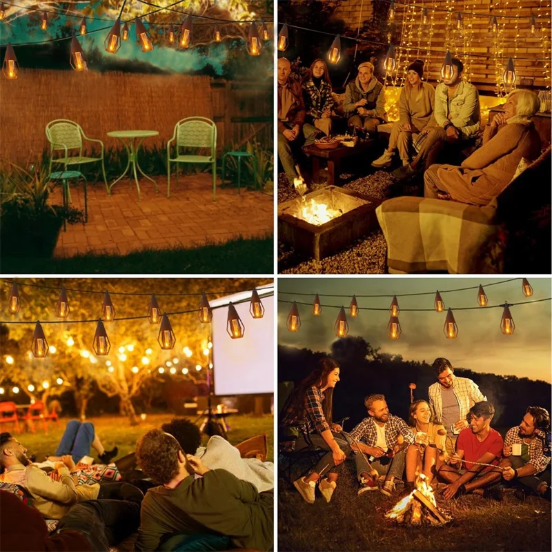 10 LEDs Realistic Flickering Flame Solar Powered String Light for Garden Patio Outdoor Decorative Lamp