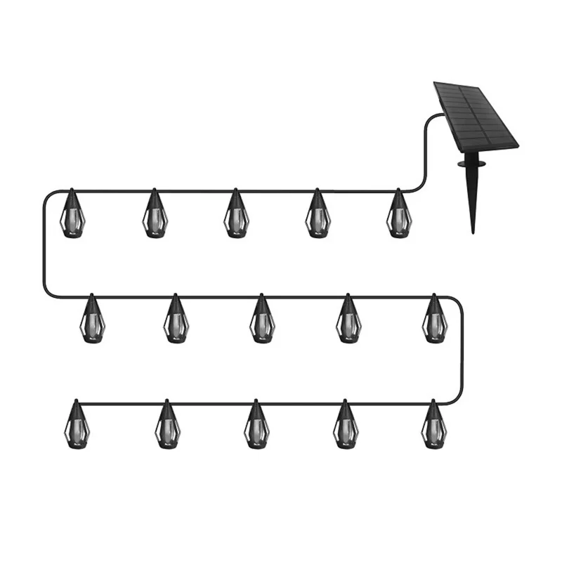 15 LEDs Realistic Flickering Flame Solar Powered String Light for Garden Patio Outdoor Decorative Lamp