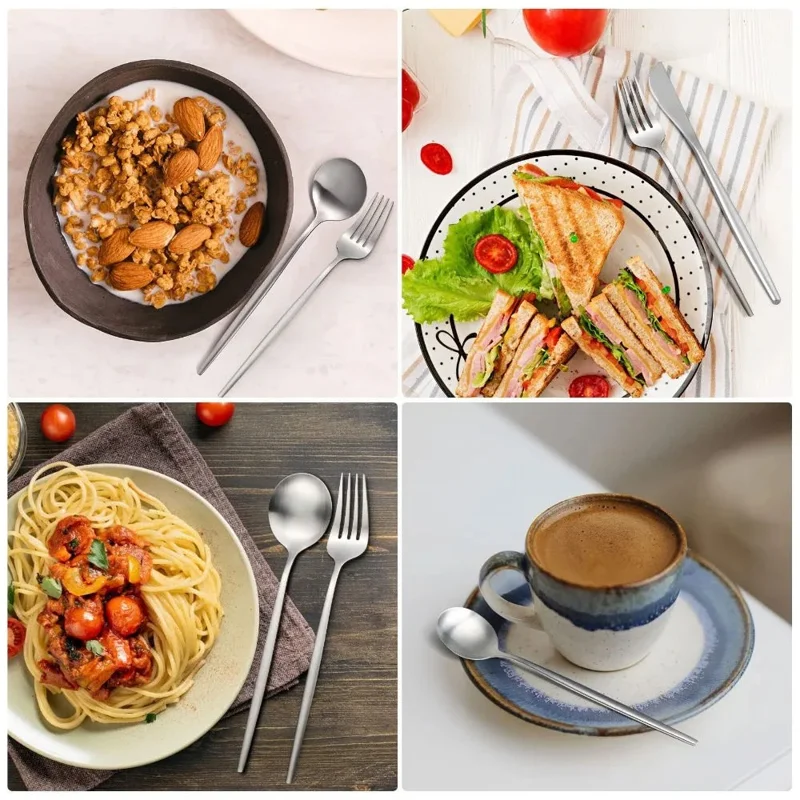 24Pcs Stainless Steel Cutlery Set with Knife Fork Spoon for 6 People Dishwasher Safe Dining Flatware (BPA Free, No FDA)