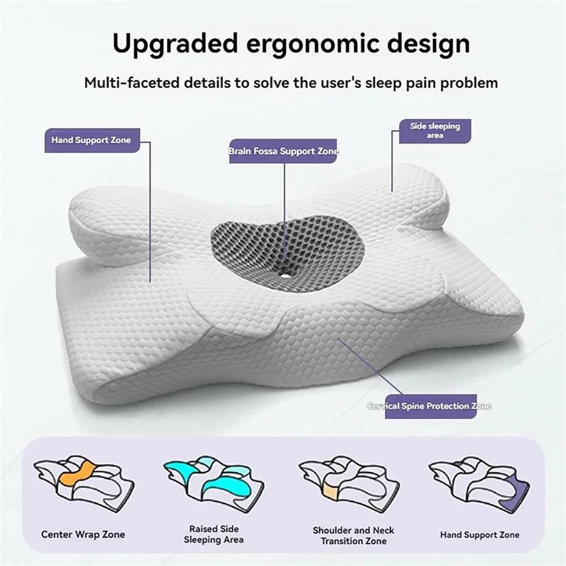 وسادة رغوة الذاكرة المريحة على شكل فراشة داعمة للرقبة للنوم على الجانب للاستخدام في المنزل / السكن الجامعي