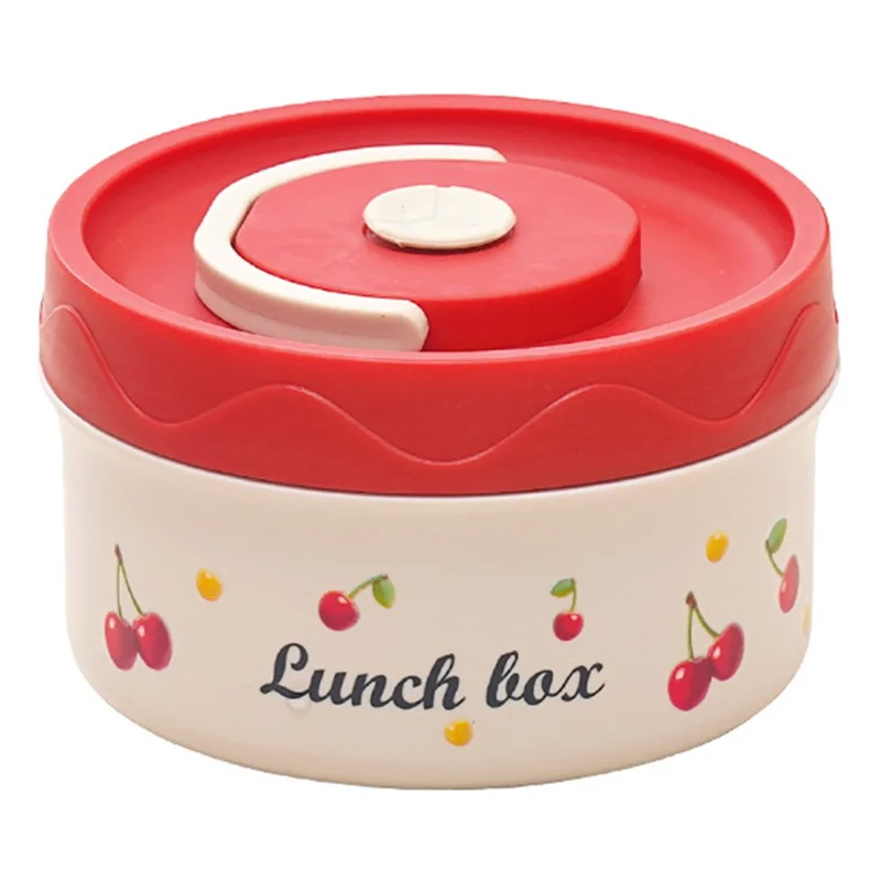 Cherry Pattern 316 Stainless Steel Lunch Box 440ML Portable Bento Container Microwave Safe for Students  /  Office Workers (No FDA)