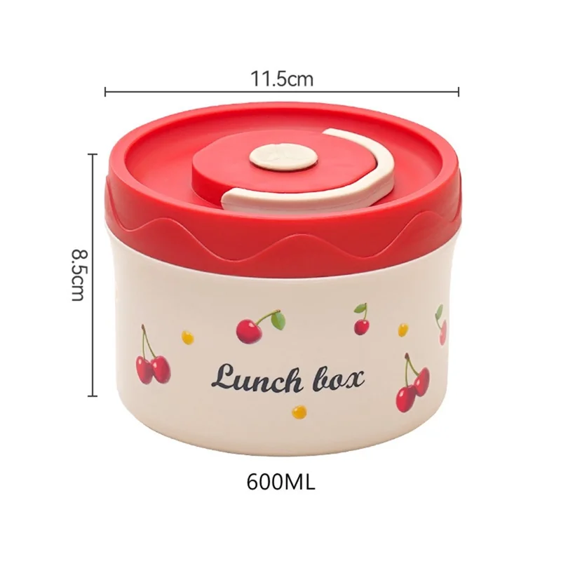 Scatola Pranzo in Acciaio Inossidabile 316 con Motivo Ciliegia, 600ML, Contenitore Bento Portatile, Sicuro per Microonde per Studenti e Lavoratori d'Ufficio (Senza FDA)