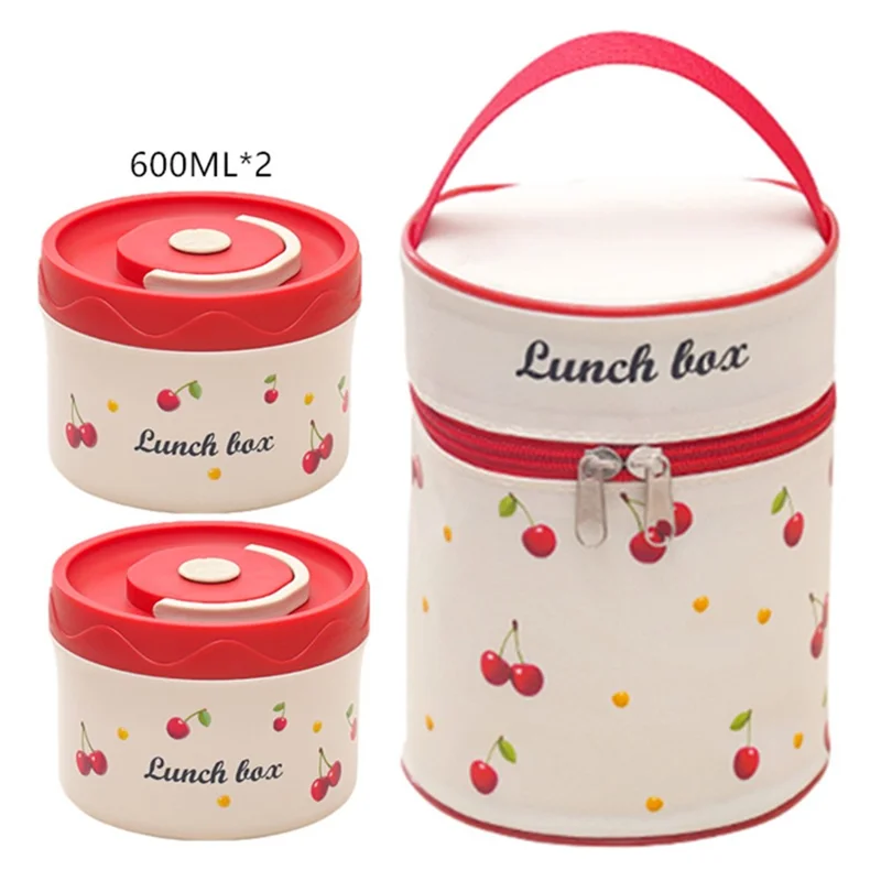 316 Stainless Steel Lunch Box Set with 2Pcs 600ML + Insulated Bag Microwave Safe Leak Proof for Students  /  Office Workers (No FDA)