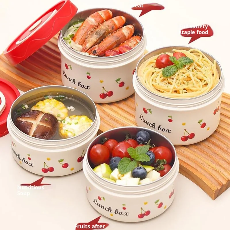 316 Stainless Steel Lunch Box Set with 2Pcs 600ML + Insulated Bag Microwave Safe Leak Proof for Students  /  Office Workers (No FDA)