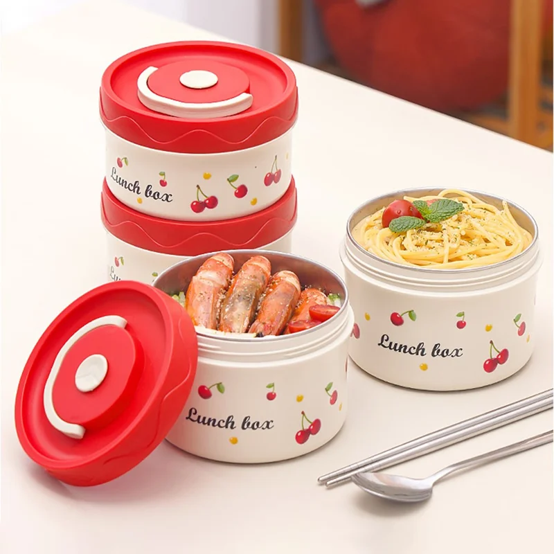 316 Stainless Steel Lunch Box Set with 2Pcs 600ML + Insulated Bag Microwave Safe Leak Proof for Students  /  Office Workers (No FDA)