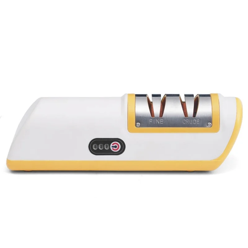 Electric Sharpener Battery Powered Kitchen Tool Knife Grinder with Speed Settings Fast Sharpening - Yellow