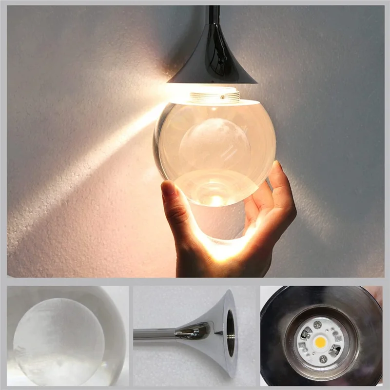 Crystal Moon Pendant Light 5W LED 3 Colors Light for Kitchen Bedroom Living Room - Black