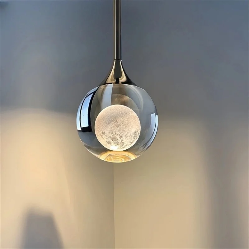 Crystal Moon Pendant Light 5W LED 3 Colors Light for Kitchen Bedroom Living Room - Black