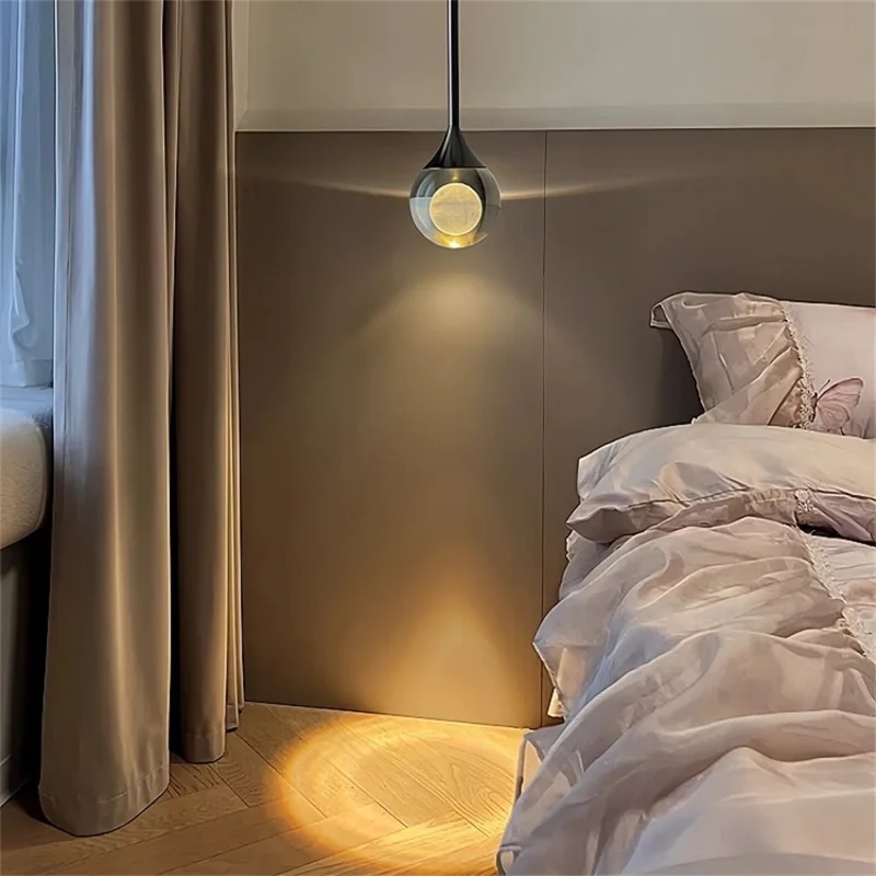 Crystal Moon Pendant Light 5W LED 3 Colors Light for Kitchen Bedroom Living Room - Black