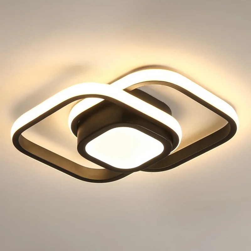 Square LED Ceiling Light 3 Color Temperature Adjustable for Entryway / Hallway / Closet / Balcony - Black