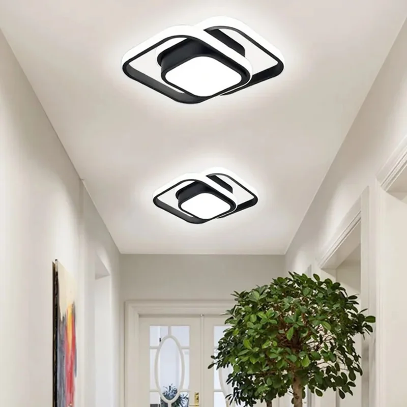 Square LED Ceiling Light 3 Color Temperature Adjustable for Entryway / Hallway / Closet / Balcony - Black