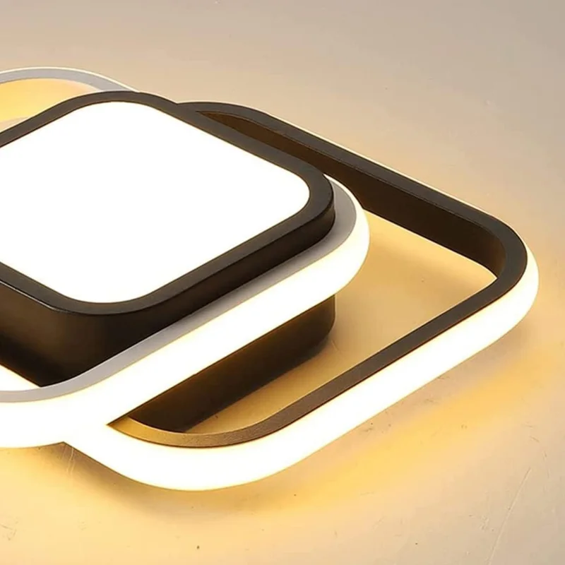 Square LED Ceiling Light 3 Color Temperature Adjustable for Entryway / Hallway / Closet / Balcony - Black