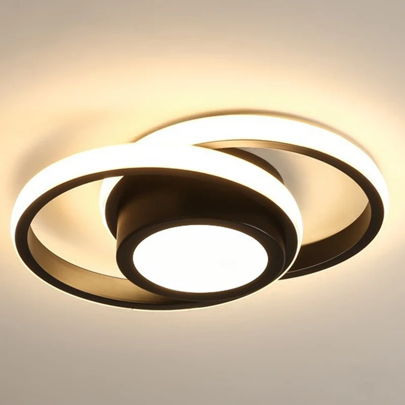 Round LED Ceiling Light 3 Color Temperatures Flush Mount Light for Kitchen Bedroom Laundry Closet Room - Black