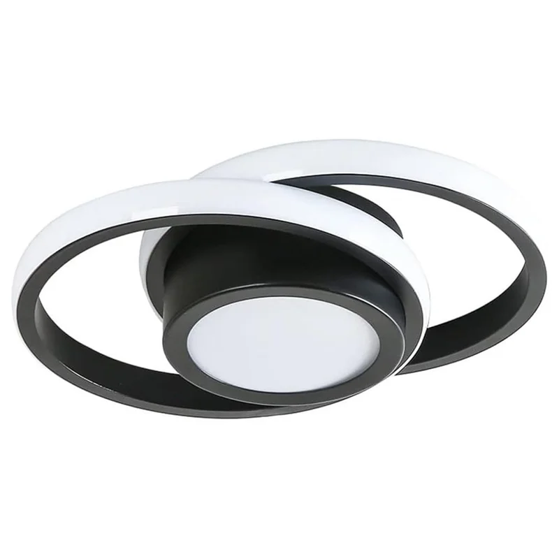 Round LED Ceiling Light 3 Color Temperatures Flush Mount Light for Kitchen Bedroom Laundry Closet Room - Black