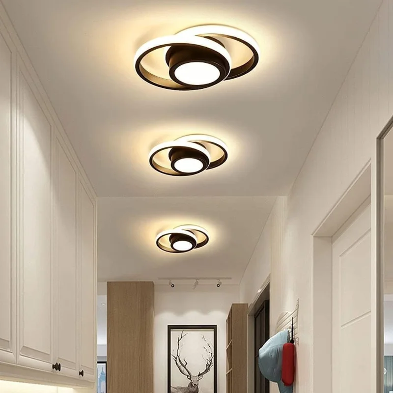 Round LED Ceiling Light 3 Color Temperatures Flush Mount Light for Kitchen Bedroom Laundry Closet Room - Black