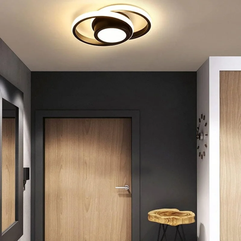 Round LED Ceiling Light 3 Color Temperatures Flush Mount Light for Kitchen Bedroom Laundry Closet Room - Black