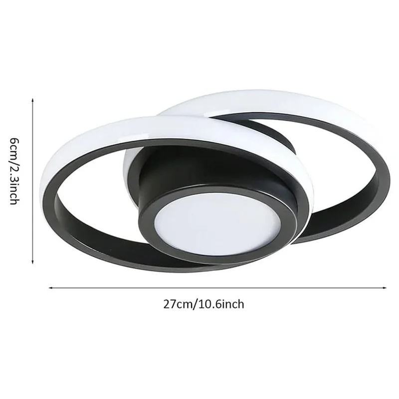 Round LED Ceiling Light 3 Color Temperatures Flush Mount Light for Kitchen Bedroom Laundry Closet Room - Black