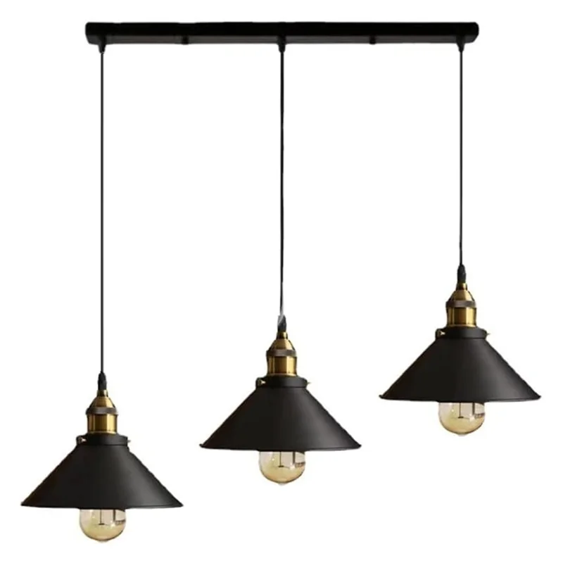Lampe à Suspension Vintage à 3 Têtes pour Cuisine, Salle à Manger, Chambre à Coucher, Loft, Lampe à Suspension Russe Compatible avec Ampoule E27 (Sans Ampoule)